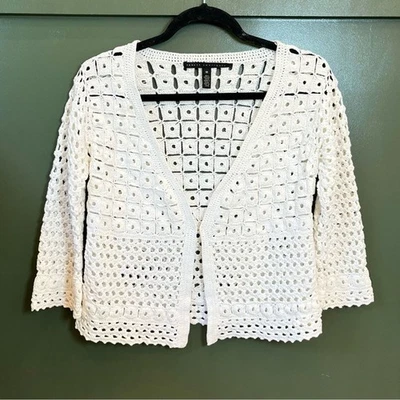 Robert Rodriguez Cropped 钩针针织开衫,白色,尺寸 M — 第 1/4 张图片