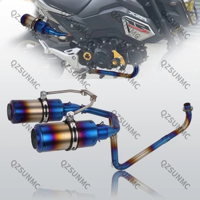 Dual Exhaust Slip on for Honda Grom MSX 125 Full Motorcycle Muffler Blue 13-2025 - Image 1 of 4