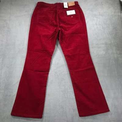 Vintage Y2K Tommy Hilfiger Corduroy Pants Womens 14 Red Boot Cut Deadstock NEW - Image 1 of 4