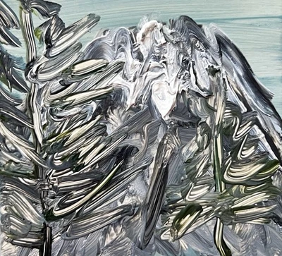 Peaceful Alaska Nature Abstract Mountains Art – Tiny Painting for Interior Decor - Image 1 of 4