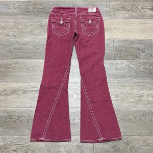 True Religion Joey Big T Women’s Pink Corduroy Jeans Size 30 Flare Fit EUC 30x34 - Picture 1 of 17