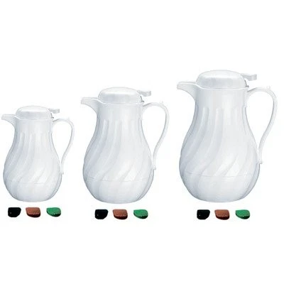 3 Insulated Server Swirl Carafe 42 Oz Push Button Top White Update International