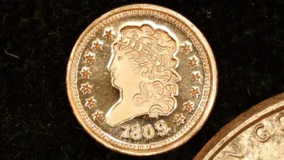 MINIATURE COIN 1809 CLASSIC HEAD HALF CENT PROOF LIKE COPPER - Image 1 of 2