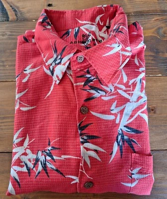 Мужская повседневная гавайская рубашка с коротким рукавом Ashworth XL с цветочным узором красная - Изображение 1 из 4