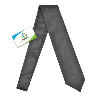Freemasons Masonic Black Premium Silk Tie printed Neckties For Mens Gift For Him - Image 1 of 4