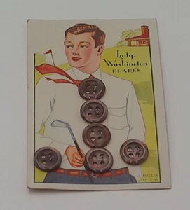 Vintage Lady Washington Pearl Button on Card 6 Buttons - Picture 1 of 3