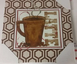 1 CANVAS KITCHEN WALL DECORATIVE PICTURE, 12"x12", COFFEE CUP LATTE - Picture 1 of 5