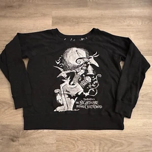 Disney Nightmare Before Christmas Sweatshirt Youth Size L Black Oversized Retro - Picture 1 of 12