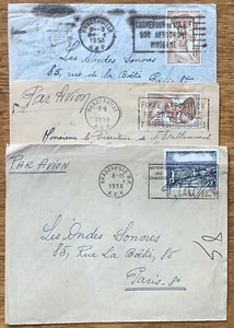 France  AEF Congo Air Mail Covers X3 Brazzaville Paris 1953 - 1956 Slogan - Picture 1 of 9
