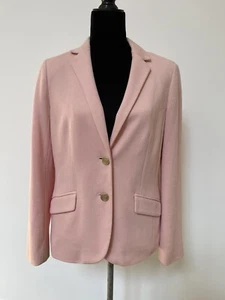 TALBOTS Light Pink KNIT BLAZER Jacket ANCHOR PRINT LINING Gold Buttons SZ 8 Mint - Picture 1 of 12