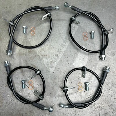 Kit de repuesto de línea de freno delantero y trasero de acero inoxidable negro para disco Honda CRX 88-91 Foto 1 de 4