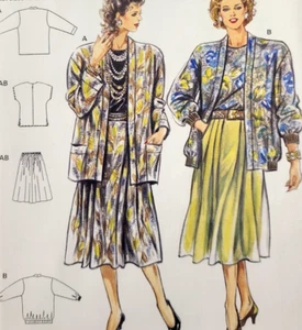 Vtg Uncut Burda 4951 Sew Pattern Skirt Oversized Loose Jacket Top Size 14-26 - Picture 1 of 5