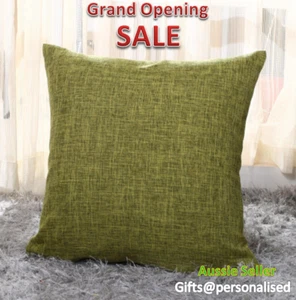 30 45cm 55 Green Plain Colour Linen Cushion Cover Sofa Throw Pillow Personalised - Picture 1 of 5