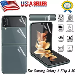 For Samsung Galaxy Z Flip 3 5G Soft Hydrogel Screen Protector Film/HD Lens Cover - Picture 1 of 16