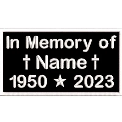 EIGENPRODUKTION Gestickter "In Memory Of" Aufnäher Patch RIP Biker MC alle FARBEN 10x5,5cm