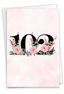 102th Milestone Birthday 5"x7" Greeting Card w/ Envelope (1 Card) Floral Age 102 - Picture 1 of 6