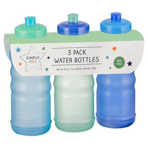 3pk Simply Everyday Kids Colourful BPA Free Water Bottles - Blues - Picture 1 of 6