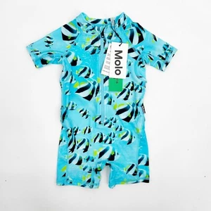 Molo Size 18-24M Swimsuit Fish Print and Zip Closure UPF 50 Sun Protection - Picture 1 of 7
