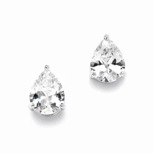 Pascollato Jewelry Pear Cut Cz Studs 925 Silver Post Earrings Bridal Jewelry SE - Imagen 1 de 1