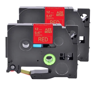 2PK Compatible con Brother TZe TZ-RW34 Cinta de Satén 12MM Dorado sobre Rojo - Imagen 1 de 8