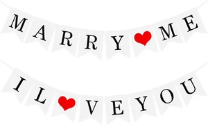 I LOVE YOU MARRY ME Banner Paper Bunting Banner Decorative Hanging Garland for W - Picture 1 of 5