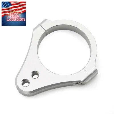 Amortiguador de dirección universal plateado 51 mm para motocicleta soporte de abrazadera de montaje de marco de horquilla Foto 1 de 4