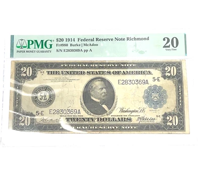 1914 $20 CHICAGO Federal Reserve Note! PMG 20! FR#980 - Image 1 of 2