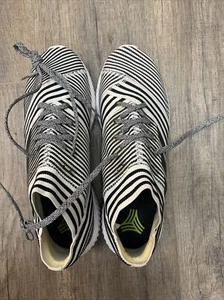 RARE adidas NEMESIS male 9 sneakers BLACK WHITE stripes NWOB - Picture 1 of 8