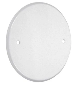TayMac LPB3400 Flat Round Blank Plate Metallic 5 4-Inch. Box Mount, White Finish - Picture 1 of 7
