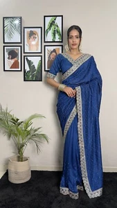 New Indian Bollywood Saree Wedding Partywear Sari Designer Ready to Wear saree - Picture 1 of 10