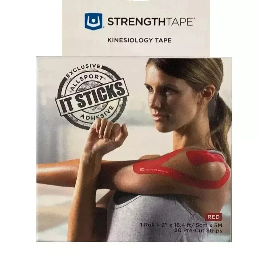 StrengthTape Kinesiology Tape Support Common Injuries Red 5cm PC Roll