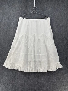 apt. 9 White Ruffle Layer Boho Skirt 16 Side Zip Fairy Festival White Lagenlook - Picture 1 of 14