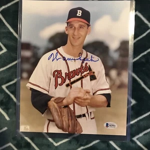 Warren Spahn signed 8X10 photo beckett #S63951 Hof / 300 win pitcher - Picture 1 of 2