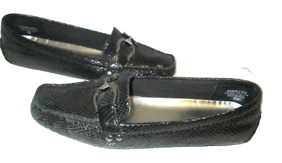 Anne Klein 'Greater' Black Patent Leather Loafers Silver Buckle Women's 9M B27 - Image 1 of 4