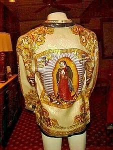 NWT MENS CREME DE SILK METALLIC SILK SHIRT WESTERN GUADALUPE THEME SMALL - Picture 1 of 8