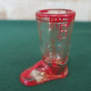 Santa's Red Boot Glass Candy Container Mid Century JH Millstein Glass Co 3.25"  - Picture 1 of 12
