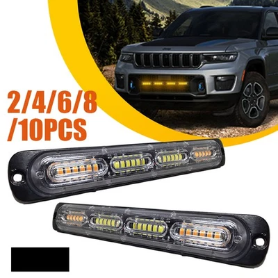 Barra de luz estroboscópica ámbar/blanco 24 LED coche camión advertencia peligro intermitente baliza 2-10X Foto 1 de 4