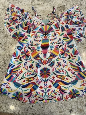 Vestido/Túnica Judith March Colorido Estampado de Pájaros Tropical Festivo Mini Forrado Talla S Foto 1 de 4