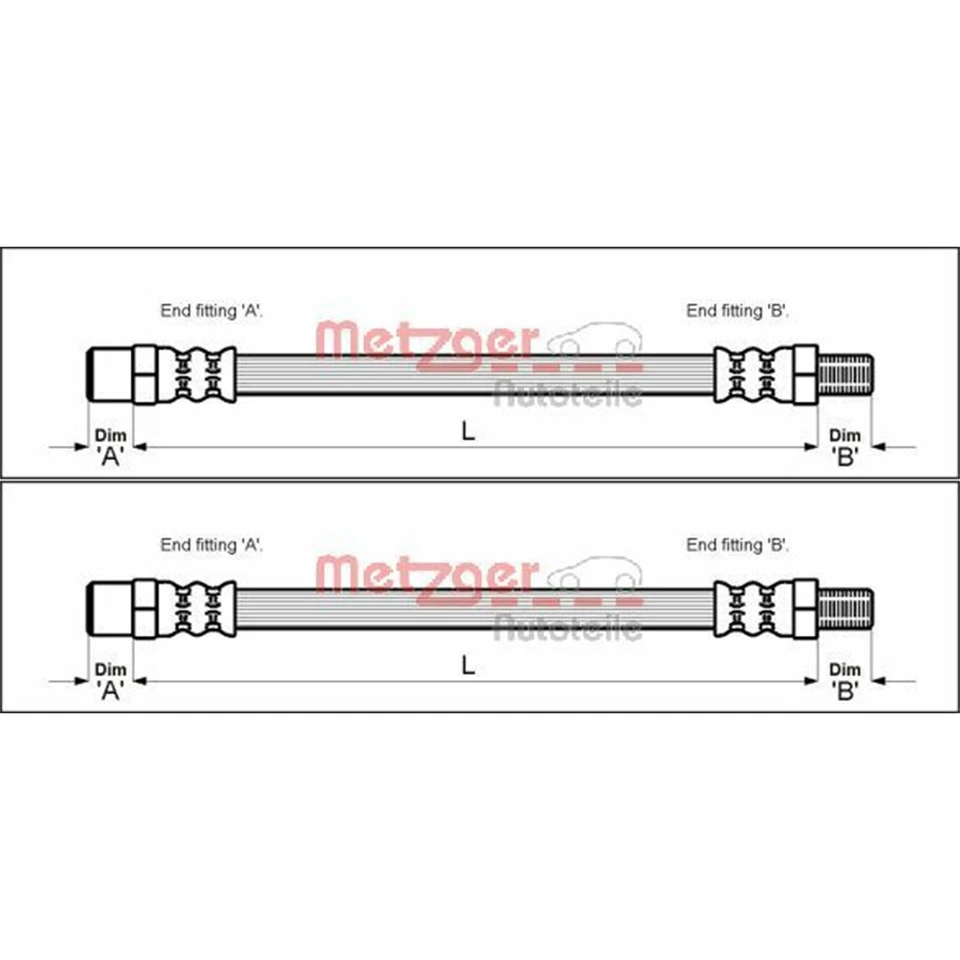 2X METZGER Tubos de Freno Trasero Am Mordaza Ambos Lados Apto para Audi 100 - Imagen 1 de 2