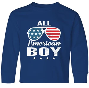 Inktastic All American Boy USA Parade Youth Long Sleeve T-Shirt Boys America Tee - Picture 1 of 5