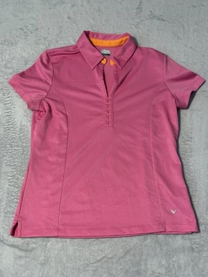 Camisa polo de golf para mujer CALLAWAY grande rosa acento elástico ropa deportiva cuello en V Foto 1 de 4