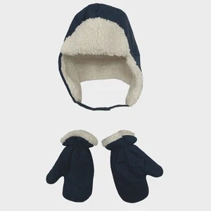 Gold Coast Boys Navy Fleece Trapper Hat and Mitten Set, 2-4 Years - Picture 1 of 9