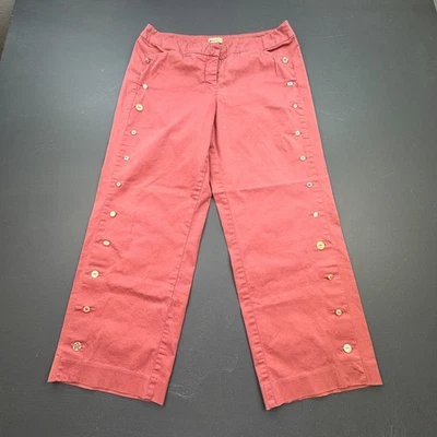 Pantalones Elevenses Para Mujer Talla 8 Rosa Botón Lateral Recortado Pierna Ancha Informal Boho Foto 1 de 4