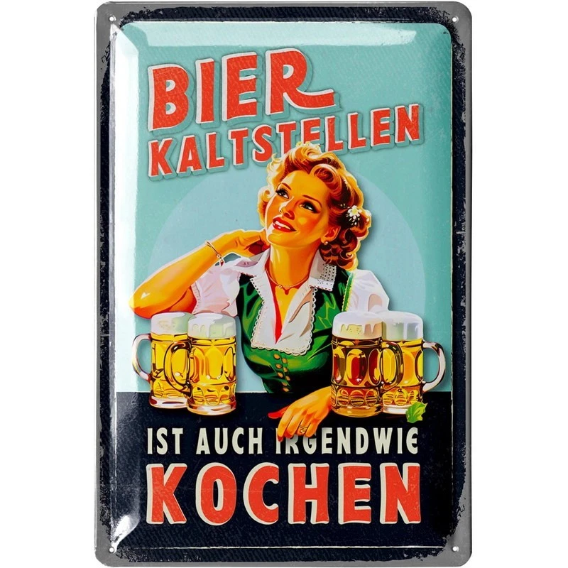 Blechschild Bier kaltstellen – Lustiger Lanolu-Hingucker mit Charme 20x30 cm - Bild 1 von 1