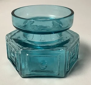 Dartington Glass Spot Vase and Panel Hexagonal Vase Blue/Green - Picture 1 of 6