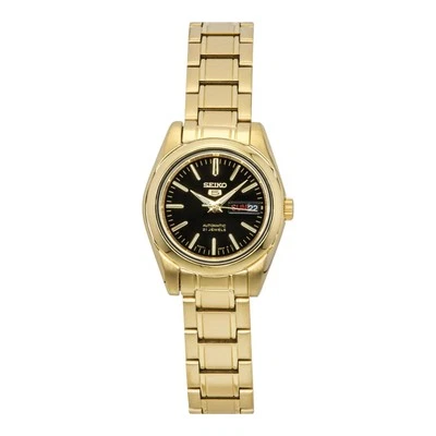 Seiko SYMK22K1 Black Dial Gold Tone Automatic Ladies Watch Day Date 27mm - image 1 of 3