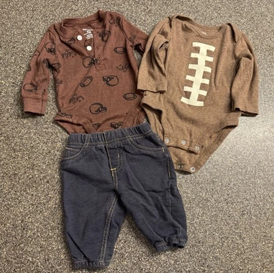 Carter’s Bebé Niño Fútbol, Mangas Largas Body Trajes a Presión con Vaqueros, 3 Piezas, 3 Meses Foto 1 de 3
