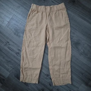 Pantalones Pure Jill Para Mujer XS Prenda Tostada Lino Teñido Recortado Pull On Calce Relajado - Imagen 1 de 10