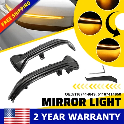 New LED Side Mirror Light Turn Signal Amber For BMW 3 5 6 7 8 Series G11 G20 G30 - Image 1 of 4