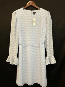 NEW ANN TAYLOR $149 BLUE POLKA DOT FLOUNCE SHIFT DRESS SIZE 6 - Picture 1 of 17